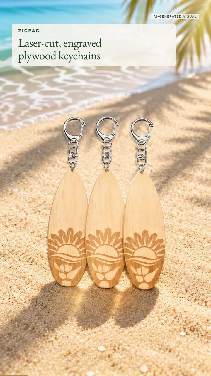 พวงกุญแจไม้สั่งทำ — ไม้อัดตัดและแกะสลักด้วยเลเซอร์: วิดีโอสั้น